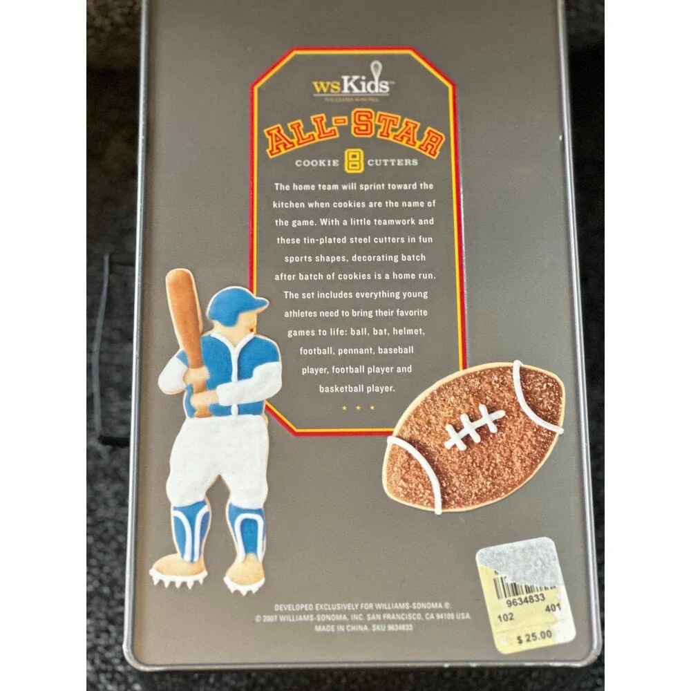 FLASH DEAL Williams Sonoma Kids Cookie Cutter Football Basketball Baseball 8 Pc.